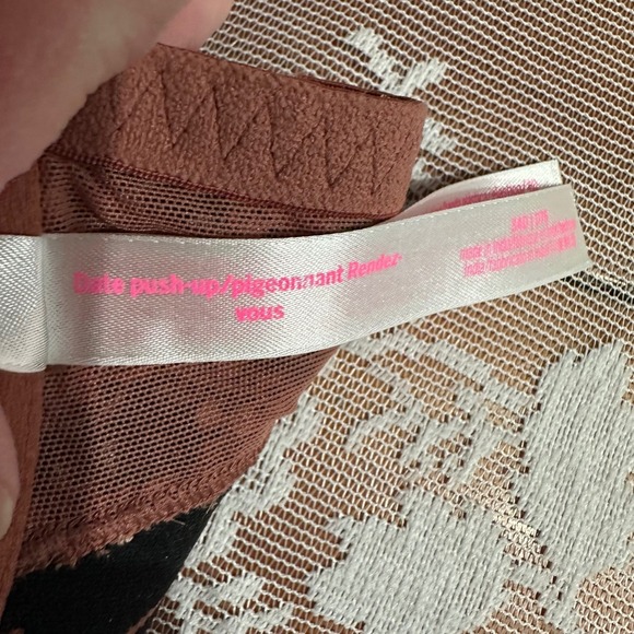 Victoria's Secret PINK Date Push-Up Bra 34D Leopard Lace Front Close Racerback - Picture 5 of 6